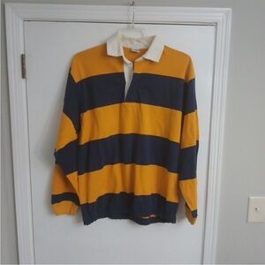 Vintage SteepleChase Striped Yellow and Blue Rugby Polo Shirt 100% Cotton